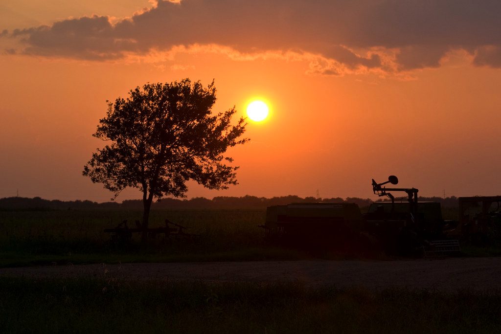 Golden sunset over open Texas prairie